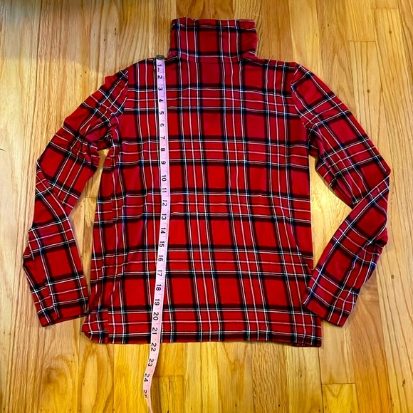 Loft Red Plaid Turtleneck, Size Small - Picture 2 of 5
